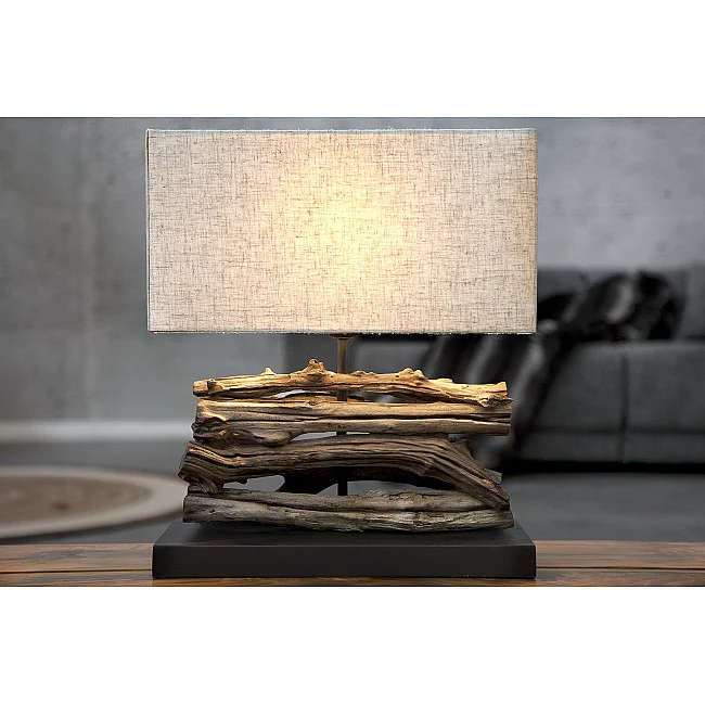 Stolová lampa 19477 Masív drevo/Bežová