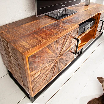 TV-skrinka 40527 145cm Wood Art Drevo Mango Hnedá