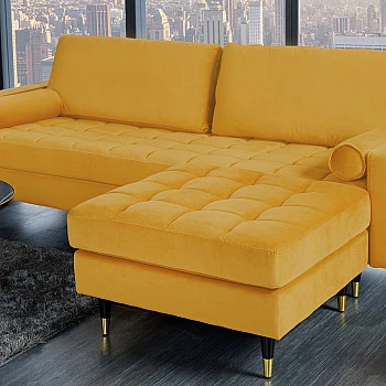 Taburetka 41302 Cozy Zamat Žltá