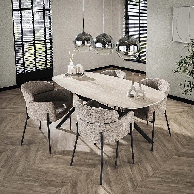 Jedálenský stôl 45-65 180x90cm Ceramik Travertín