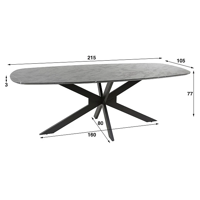 Jedálenský stôl 56-49 Danish Ovál 215x105cm