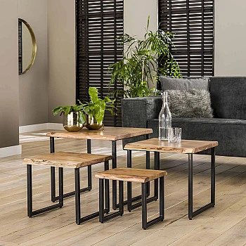 Konferenčný stôl 21-53 Edge 50x50cm 4-set Drevo Acacia