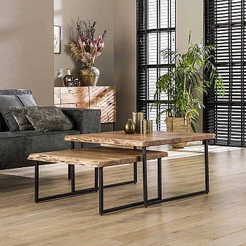 Konferenčný stôl 21-54 80x80cm 2-set Edge Drevo Acacia - PRODUKT JE SKLADOM U NÁS - 1Ks