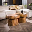 Konferenčný stôl 27-34 Sleek Ø68cm 2-set Drevo Mango