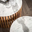 Konferenčný stôl 28-47 Sunset Ø65 a Ø50cm Mramor/Mango drevo