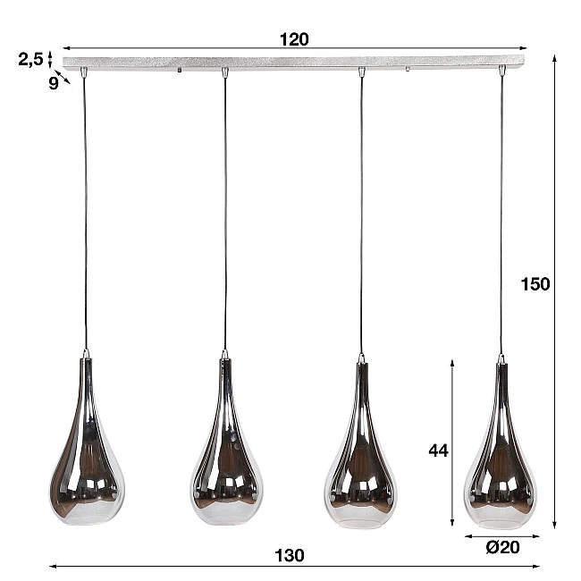 Luster 83-08 4 x Ø20cm Chromed glass