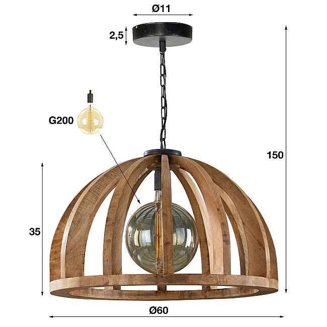 Luster 83-66 Wooden curved mango frame - PRODUKT JE SKLADOM U NÁS - 1Ks