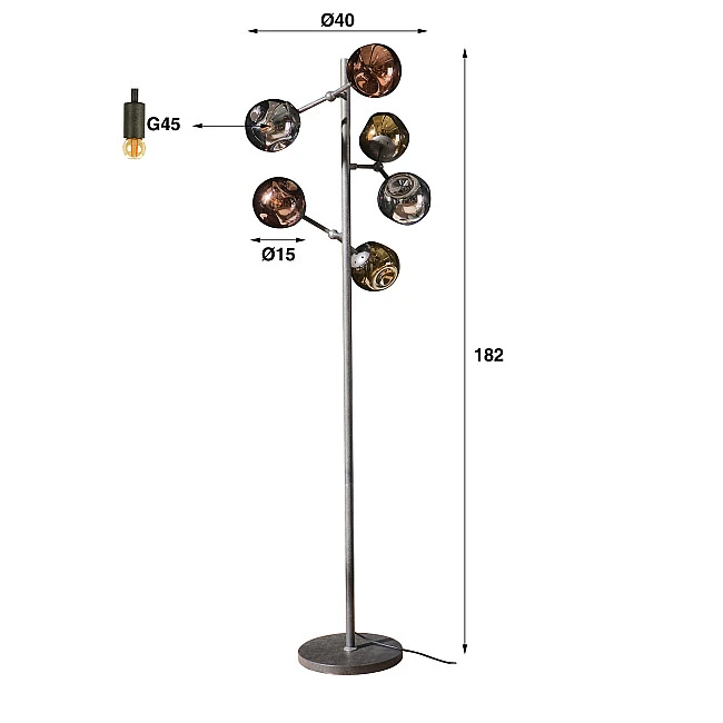 Stojaca lampa 77-77 6L Molecule Mix Glass